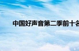 中国好声音第二季前十名名单（中国好声音第二季）