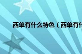 西单有什么特色（西单有什么好玩的相关内容简介介绍）