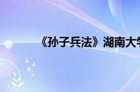 《孙子兵法》湖南大学海量开放网络课程建设