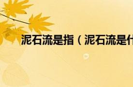 泥石流是指（泥石流是什么意思相关内容简介介绍）