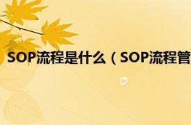 SOP流程是什么（SOP流程管理是什么意思相关内容简介介绍）