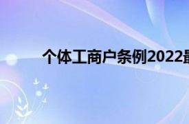 个体工商户条例2022最新版（个体工商户条例）