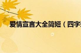 爱情宣言大全简短（四字爱情宣言相关内容简介介绍）