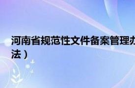 河南省规范性文件备案管理办法（河南省规章规范性文件备案办法）