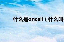 什么是oncall（什么叫oncall相关内容简介介绍）