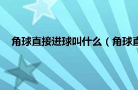 角球直接进球叫什么（角球直接进球算吗相关内容简介介绍）