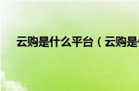 云购是什么平台（云购是什么意思相关内容简介介绍）