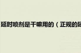 延时喷剂是干嘛用的（正规的延时喷剂有哪些相关内容简介介绍）