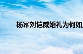 杨幂刘恺威婚礼为何如此匆忙（杨幂刘恺威婚礼）