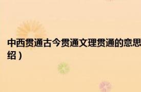 中西贯通古今贯通文理贯通的意思（古今贯通的意思是什么相关内容简介介绍）