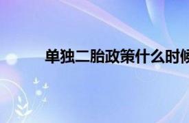 单独二胎政策什么时候开放的（单独二胎政策）