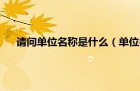 请问单位名称是什么（单位名称是什么相关内容简介介绍）