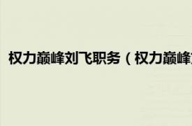 权力巅峰刘飞职务（权力巅峰刘小飞大结局相关内容简介介绍）