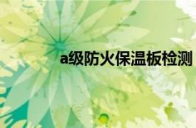 a级防火保温板检测（A级防火保温板设备）