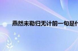 燕然未勒归无计前一句是什么（燕然未勒归无计上一句）