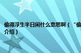 偷得浮生半日闲什么意思啊（“偷得浮生半日闲”是什么意思相关内容简介介绍）