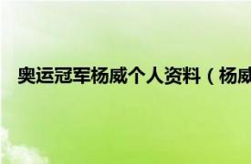 奥运冠军杨威个人资料（杨威 原中国体操运动员、奥运冠军）