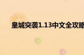 皇城突袭1.13中文全攻略（皇城突袭1.1中文无敌版）