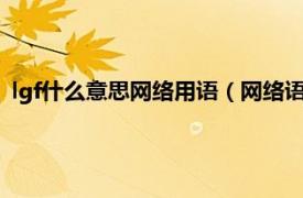 lgf什么意思网络用语（网络语lg是什么意思相关内容简介介绍）