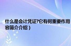 什么是会计凭证?它有何重要作用（什么是会计凭证其作用包括哪些相关内容简介介绍）