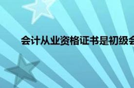 会计从业资格证书是初级会计证吗（会计从业资格证书）