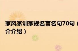 家风家训家规名言名句70句（家训家风家规名言50条相关内容简介介绍）