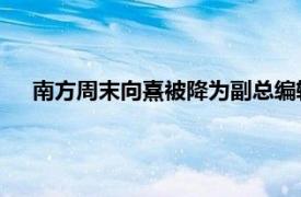 南方周末向熹被降为副总编辑（向熹 南方周末报社总编辑）