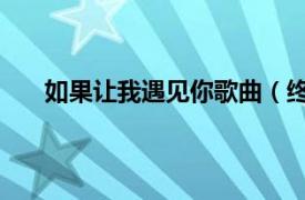 如果让我遇见你歌曲（终于遇见你 金润吉演唱歌曲）