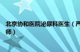 北京协和医院泌尿科医生（严肃 北京协和医院泌尿外科副主任医师）