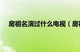 房祖名演过什么电视（房祖名 华语影视男演员、歌手）