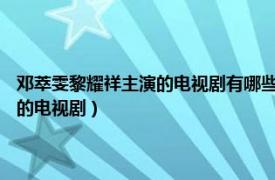 邓萃雯黎耀祥主演的电视剧有哪些（巾帼枭雄 2009年邓萃雯、黎耀祥主演的电视剧）