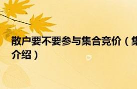 散户要不要参与集合竞价（集合竞价散户能成交吗相关内容简介介绍）