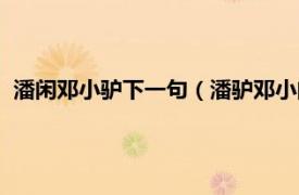 潘闲邓小驴下一句（潘驴邓小闲下联是什么相关内容简介介绍）