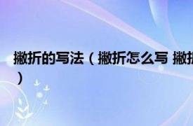 撇折的写法（撇折怎么写 撇折有几种书写形式相关内容简介介绍）