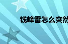 钱峰雷怎么突然有钱了（钱峰雷）