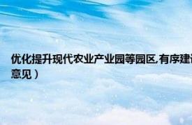 优化提升现代农业产业园等园区,有序建设农村（关于加快现代农业产业园区建设的实施意见）