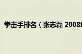 拳击手排名（张志磊 2008年北京奥运会超重量拳击亚军）