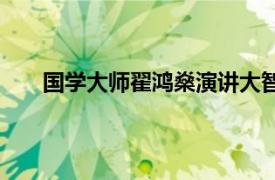 国学大师翟鸿燊演讲大智慧（翟鸿燊：中国大智慧）