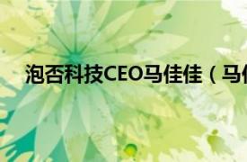 泡否科技CEO马佳佳（马佳佳 泡否科技创始人兼CEO）