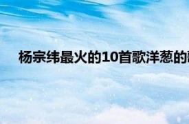 杨宗纬最火的10首歌洋葱的歌词（洋葱 杨宗纬演唱的歌曲）