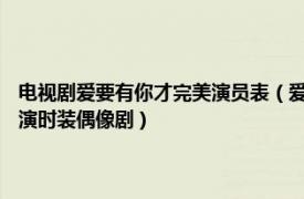 电视剧爱要有你才完美演员表（爱要有你才完美 2010年霍思燕、朱雨辰主演时装偶像剧）