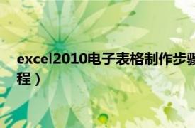 excel2010电子表格制作步骤（Excel2010电子表格制作案例教程）