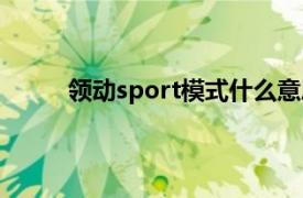 领动sport模式什么意思（sport模式什么意思）