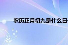 农历正月初九是什么日子（正月初九是什么日子）