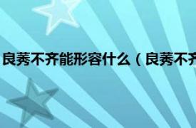 良莠不齐能形容什么（良莠不齐只能形容人吗相关内容简介介绍）