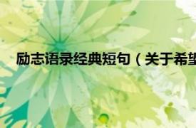 励志语录经典短句（关于希望的励志句子相关内容简介介绍）