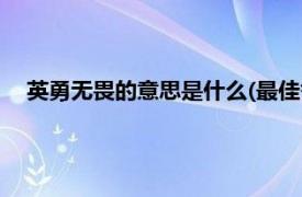 英勇无畏的意思是什么(最佳答案)（英勇无畏的意思是什么）