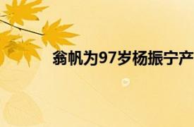 翁帆为97岁杨振宁产下一子是真的吗（翁帆）