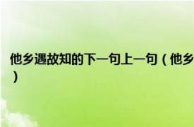 他乡遇故知的下一句上一句（他乡遇故知的下一句是什么相关内容简介介绍）