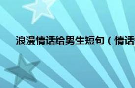 浪漫情话给男生短句（情话短句给男生相关内容简介介绍）